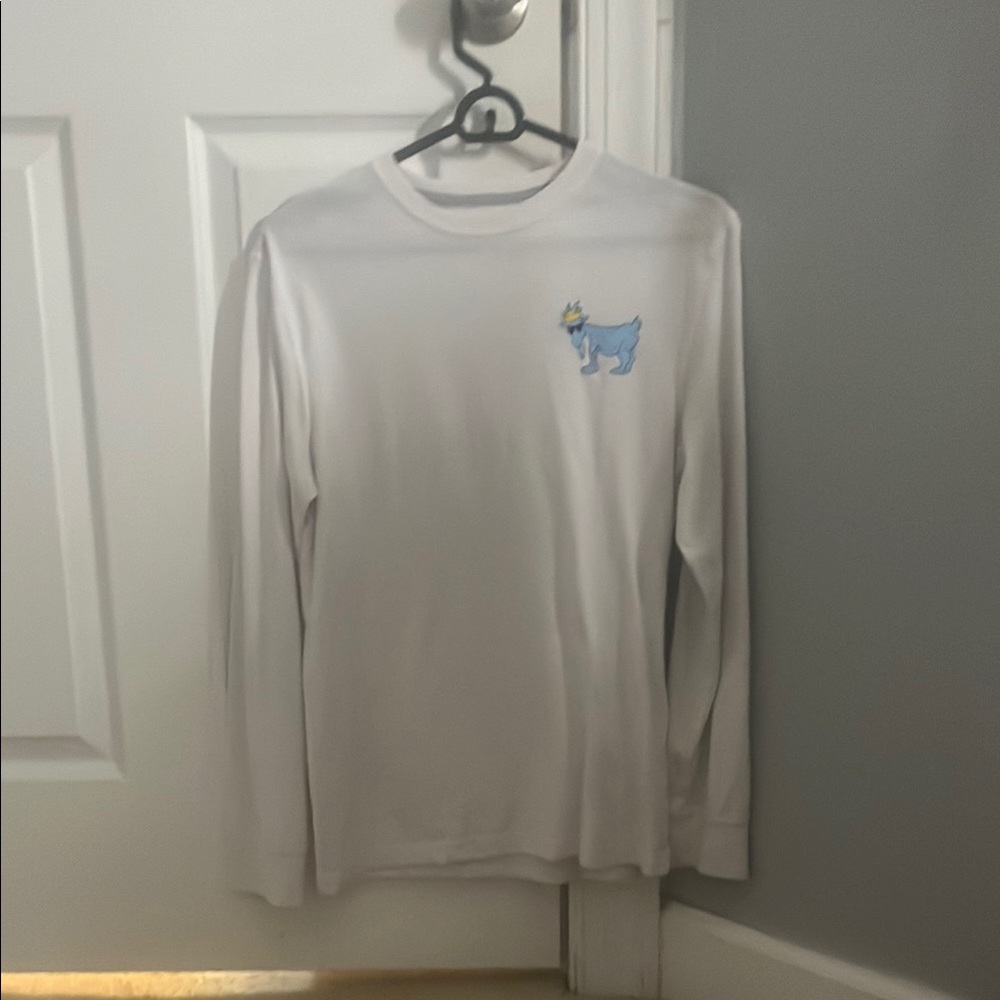 COPY - White Long Sleeve Shirt with Blue Dog Design